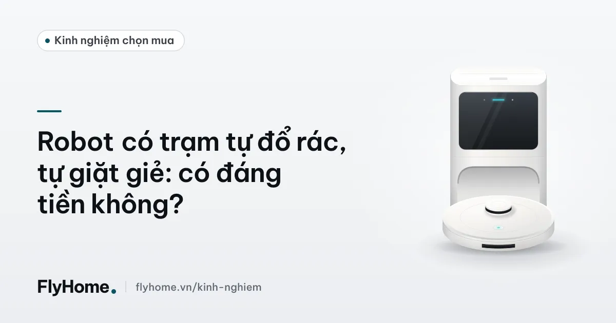 Trạm sạc đa năng của robot lau nhà với bình nước sạch, bình nước bẩn và túi bụi